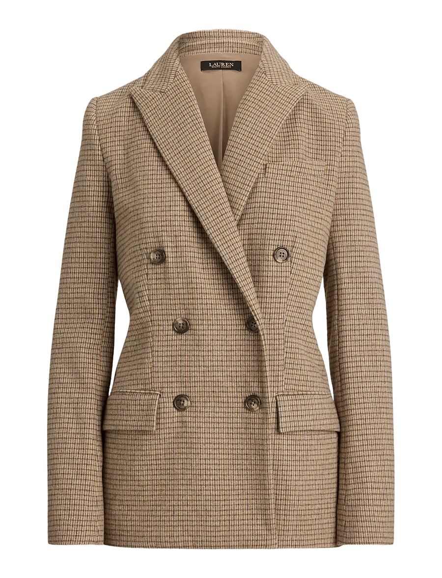 Lauren Ralph Lauren - Double-Breasted Wool-Blend Twill Blazer - brown/taupe multi - 1