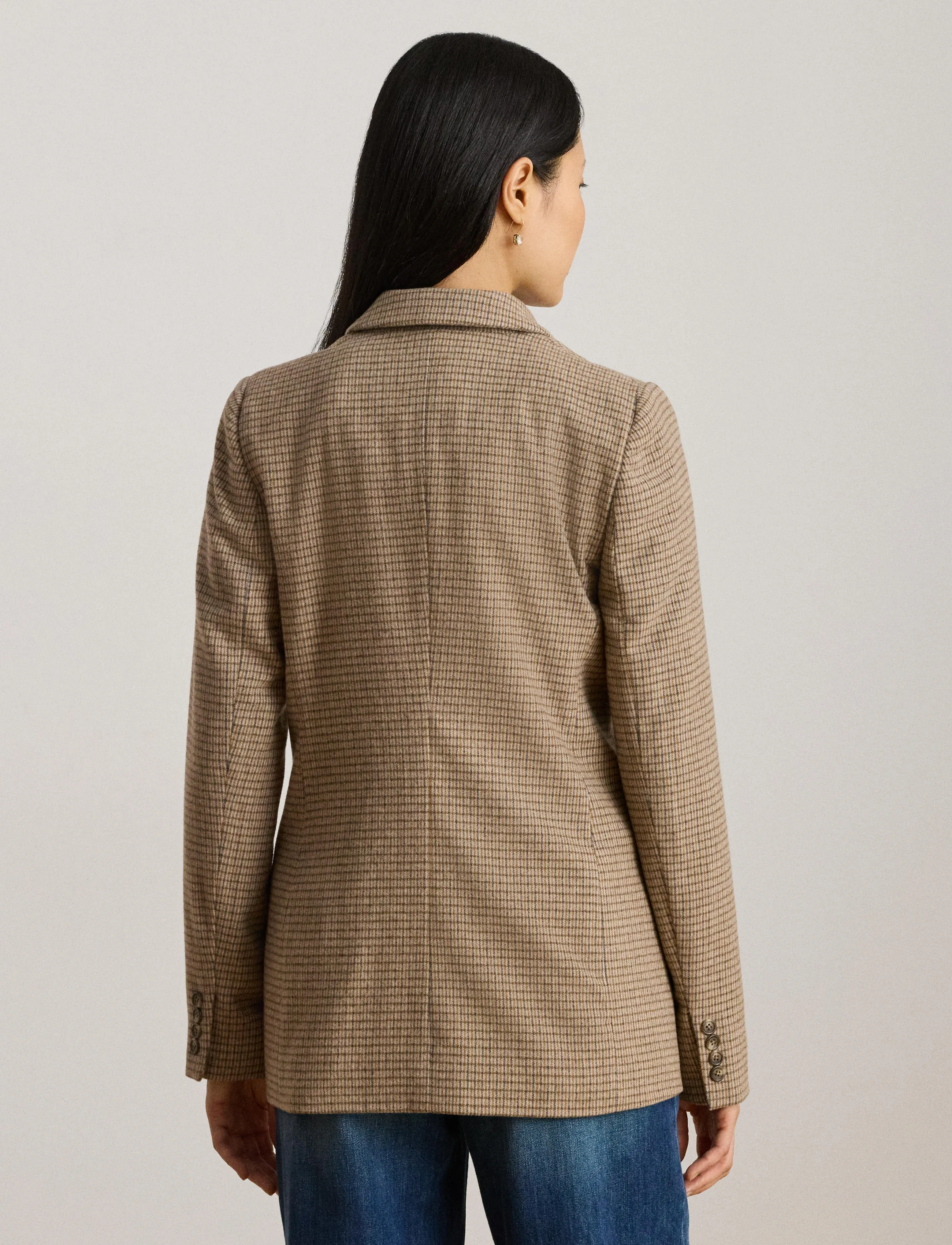Lauren Ralph Lauren - Double-Breasted Wool-Blend Twill Blazer - brown/taupe multi - 2
