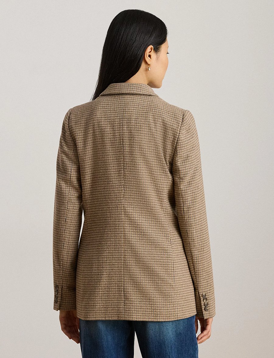 Lauren Ralph Lauren - Double-Breasted Wool-Blend Twill Blazer - brown/taupe multi - 2