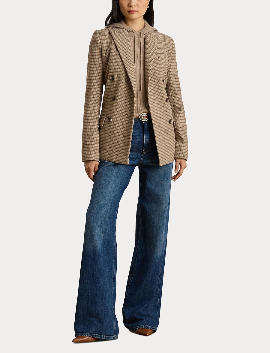 Lauren Ralph Lauren - Double-Breasted Wool-Blend Twill Blazer - brown/taupe multi - 4