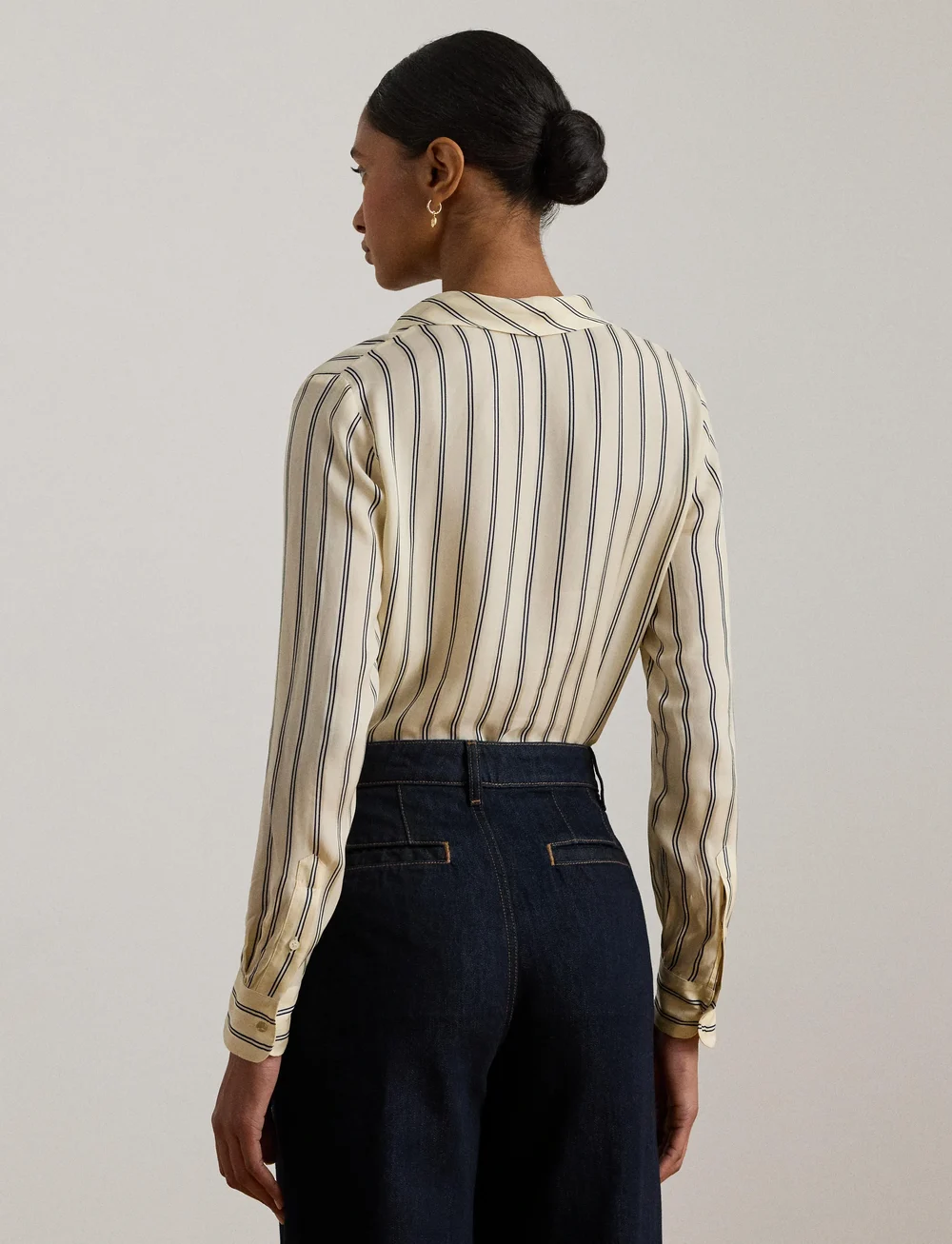 Lauren Ralph Lauren - VISCOSE STRIPE-TOP - jeansowe koszule - cream/navy - 2