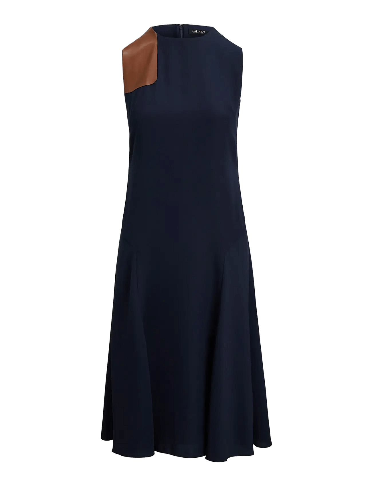 Lauren Ralph Lauren | Faux-Leather-Trim Georgette Dress | 42