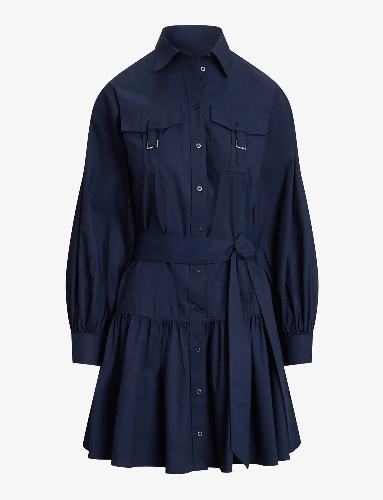 Lauren Ralph Lauren - Buckle-Trim Cotton-Blend Shirtdress - shirt dresses - lauren navy - 1