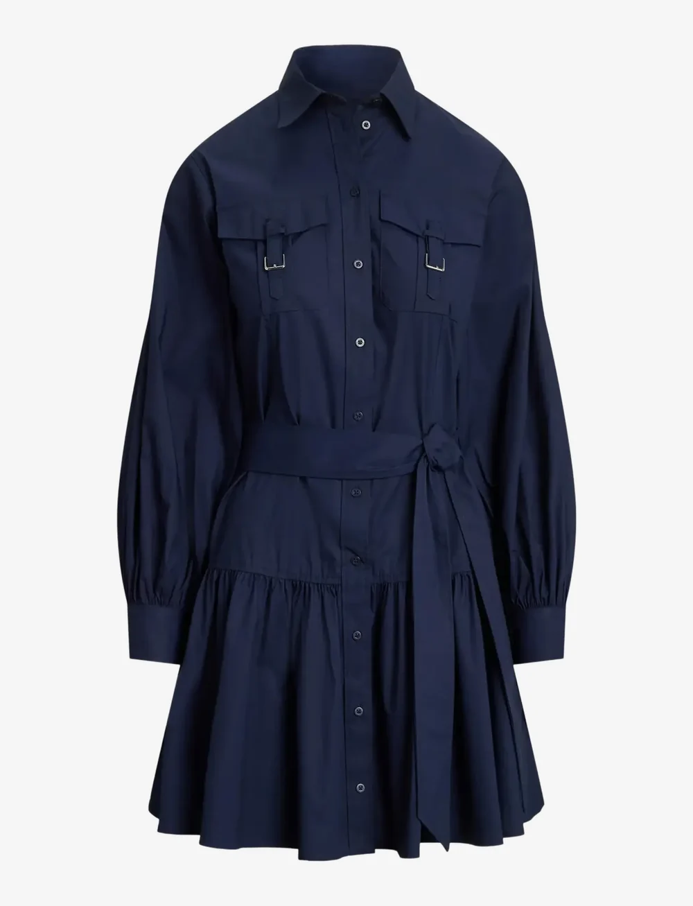 Lauren Ralph Lauren - Buckle-Trim Cotton-Blend Shirtdress - paitamekot - lauren navy - 1