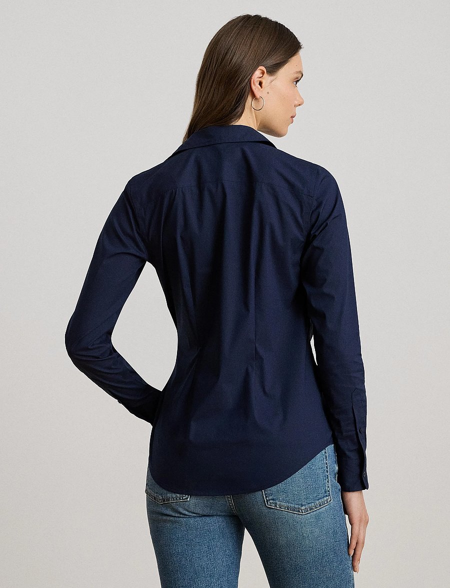 Lauren Ralph Lauren - Chain-Trim Stretch-Cotton Blend Shirt - lauren navy - 2