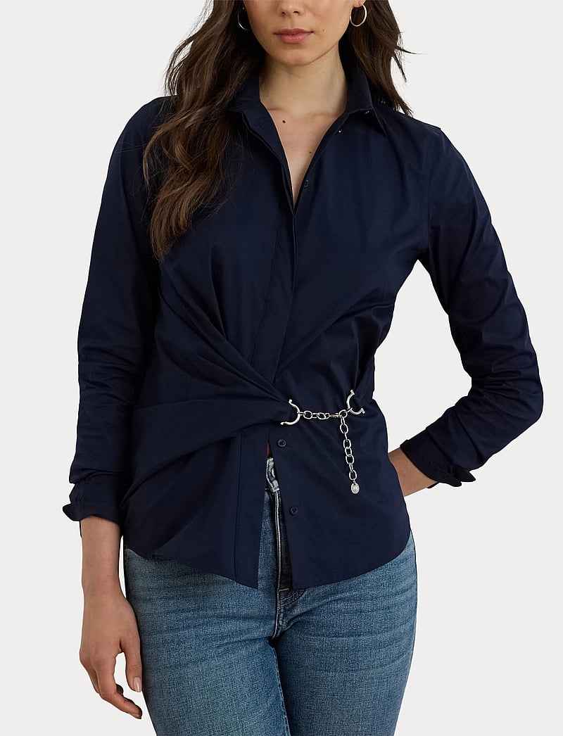 Lauren Ralph Lauren - Chain-Trim Stretch-Cotton Blend Shirt - jeansskjortor - lauren navy - 5