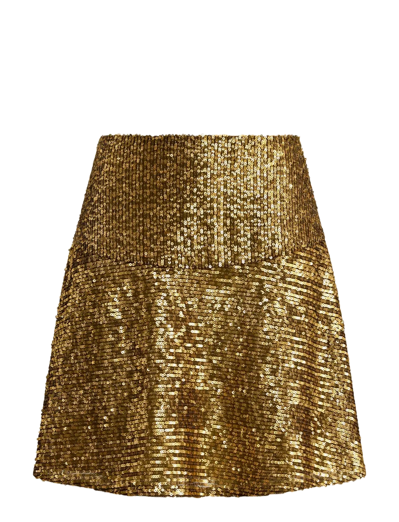 Sequined Mesh A-line Miniskirt - GOLD MULTI