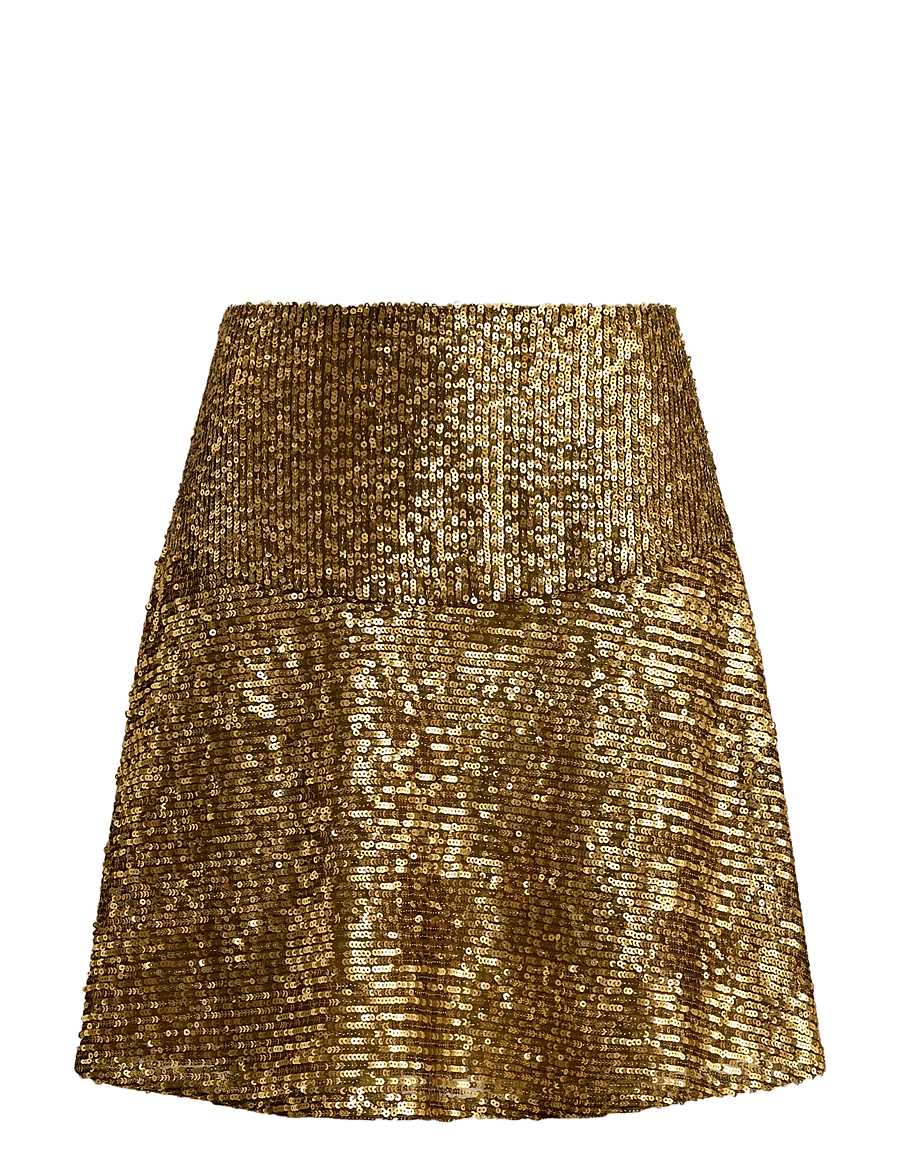 Lauren Ralph Lauren - Sequined Mesh A-line Miniskirt - paillet nederdele - gold multi - 1
