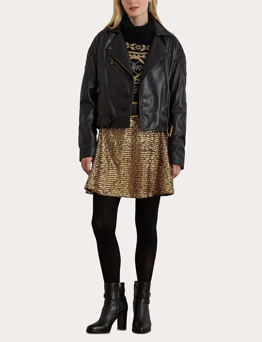Lauren Ralph Lauren - Sequined Mesh A-line Miniskirt - paillet nederdele - gold multi - 4