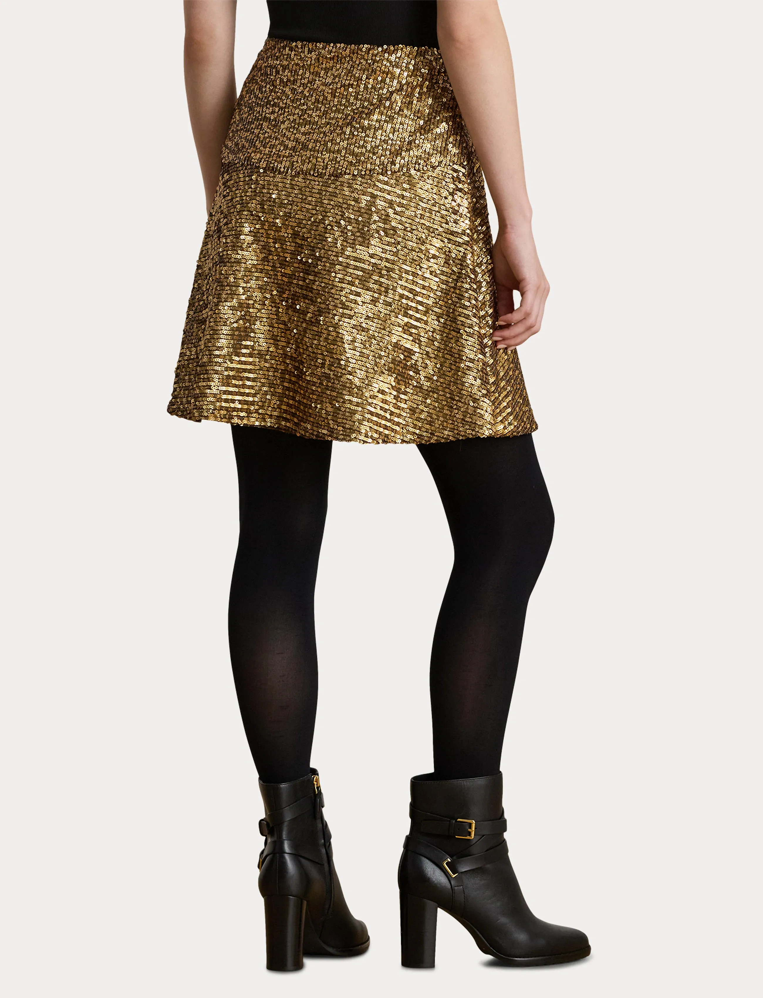Lauren Ralph Lauren Sequined Mesh A-line Miniskirt - Lauren Ralph Lauren - GOLD MULTI / gold