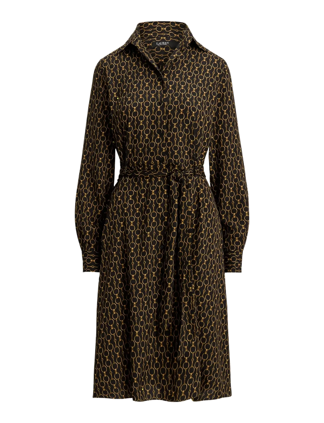 LAUREN RALPH LAUREN Chain-Print Crepe Shirtdress Schwarz - 40 - Damen