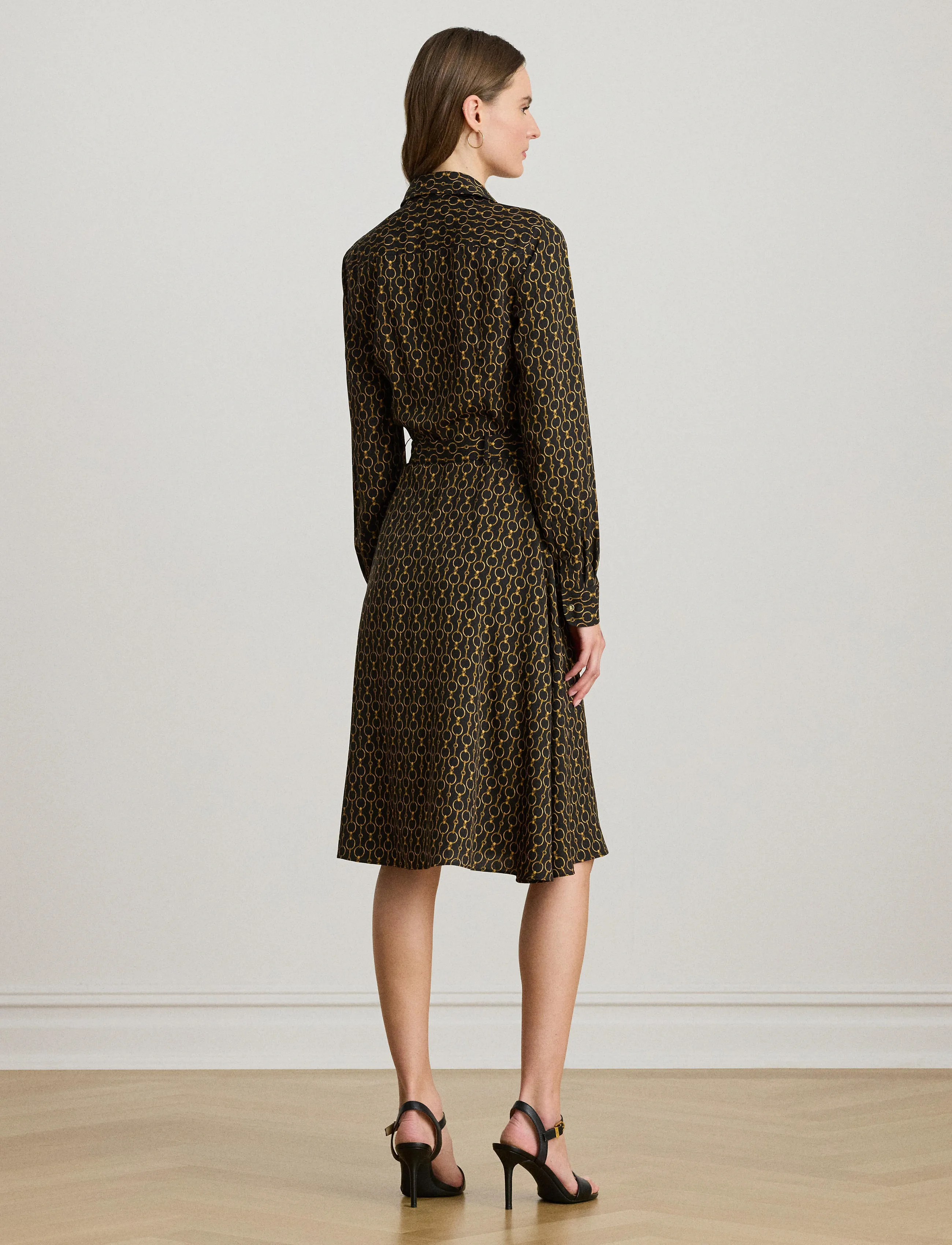 Lauren Ralph Lauren - Chain-Print Crepe Shirtdress - hemdkleider - black multi - 2