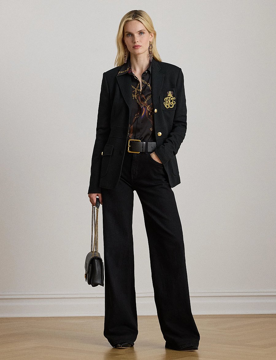 Lauren Ralph Lauren - Classic Fit Belting-Print Satin Shirt - koszule z długimi rękawami - black multi - 0