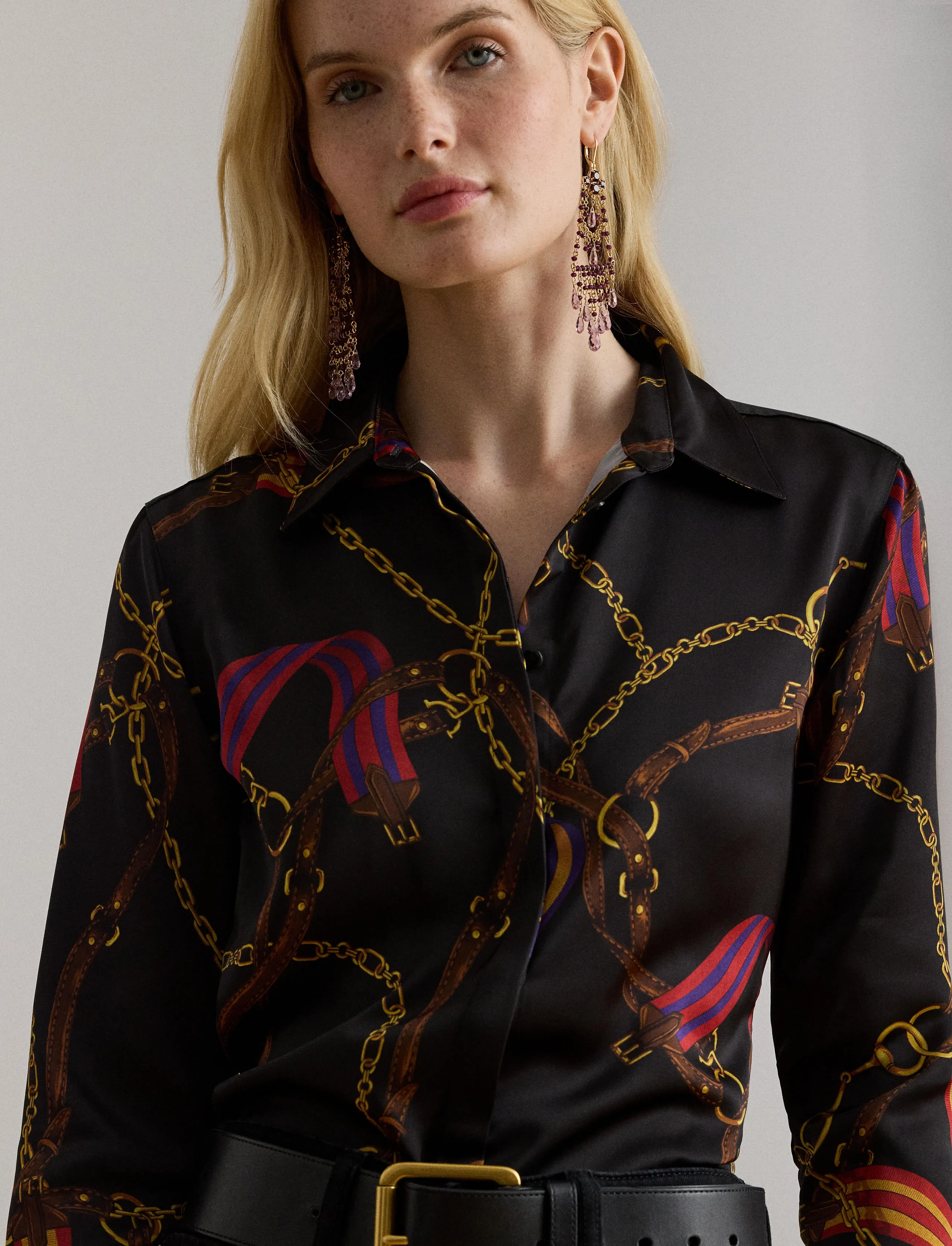 Lauren Ralph Lauren Classic Fit Belting-Print Satin Shirt skjortor & blusar dam – bild 7