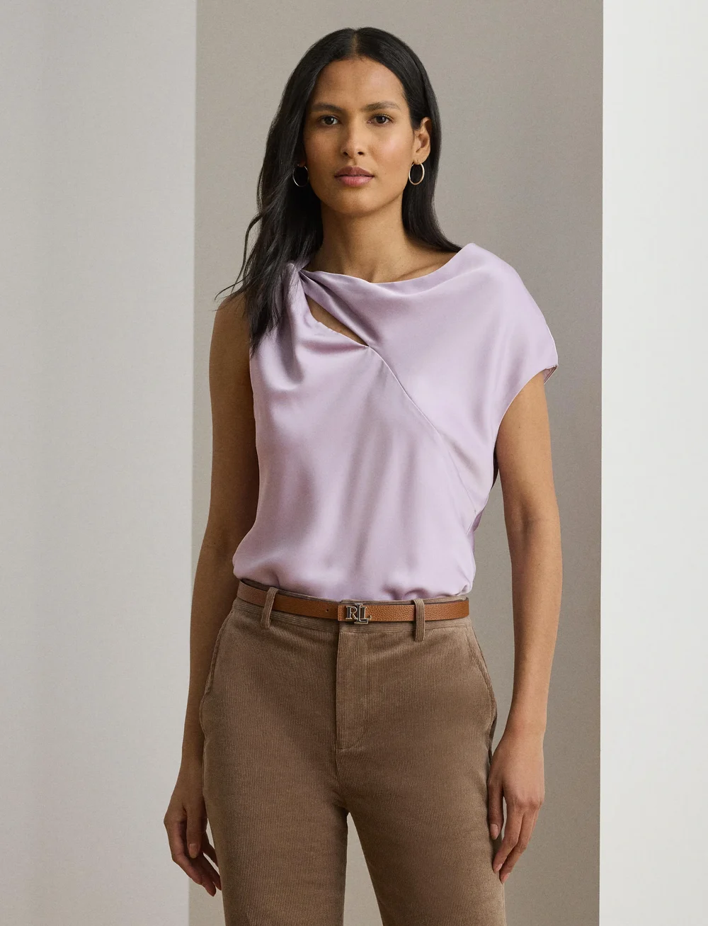 Lauren Ralph Lauren - Charmeuse Asymmetrical Blouse - Ærmeløse bluser - lavender frost - 3