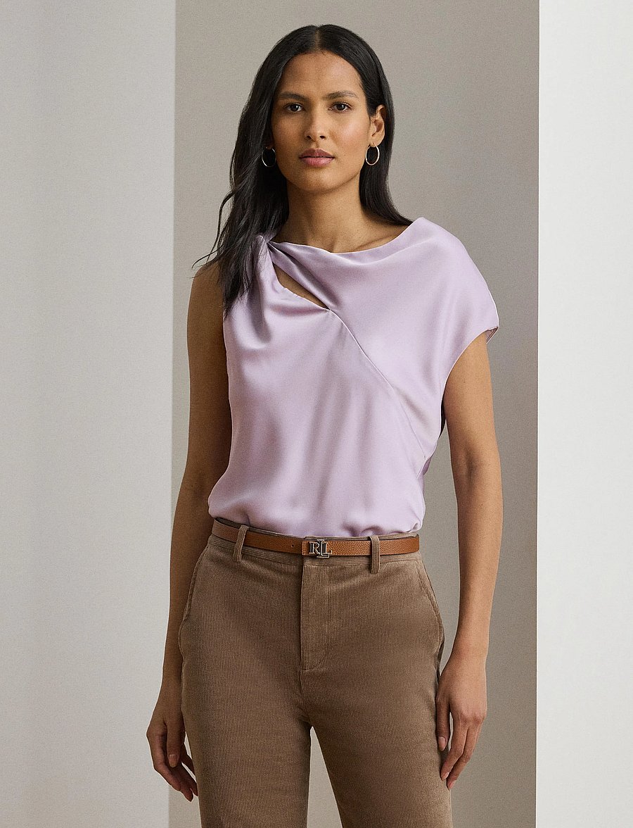 Lauren Ralph Lauren - Charmeuse Asymmetrical Blouse - Ærmeløse bluser - lavender frost - 3