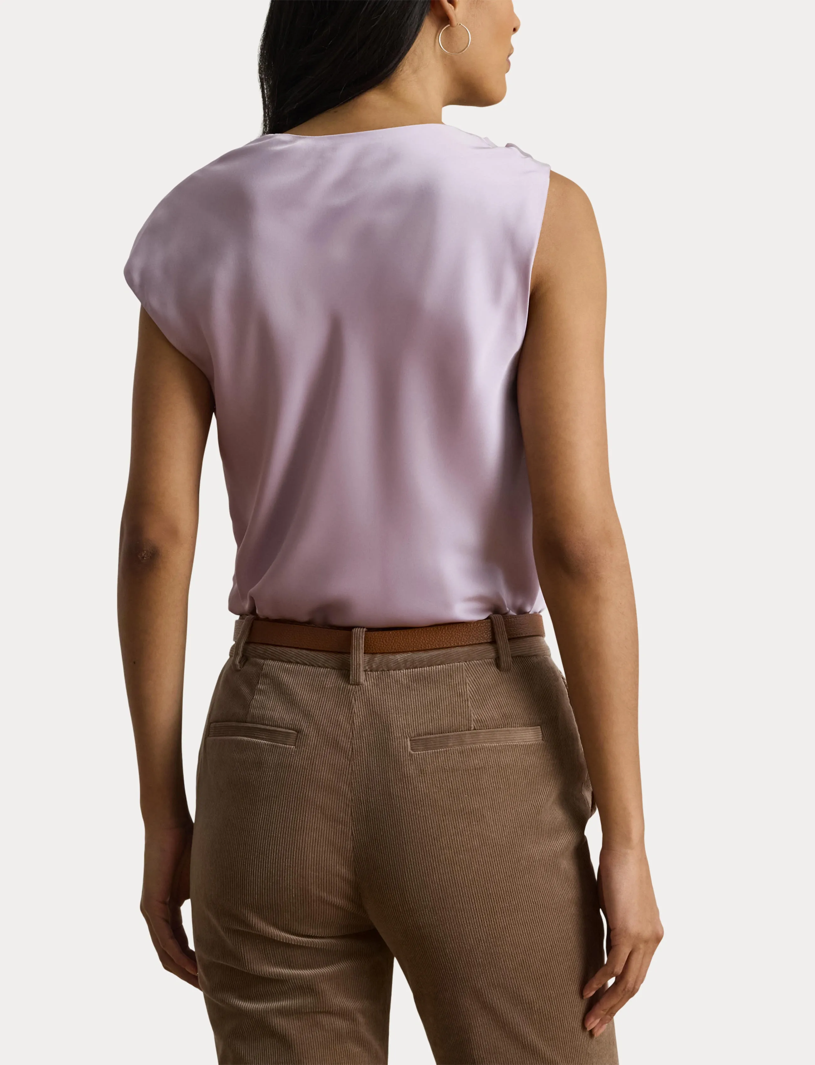 Lauren Ralph Lauren Charmeuse Asymmetrical Blouse - Lauren Ralph Lauren - LAVENDER FROST / purple