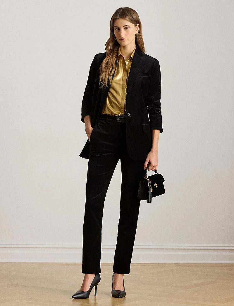 Lauren Ralph Lauren - Stretch Velvet Blazer - enkeltradede blazere - black velvet - 0