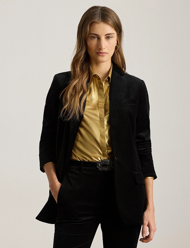 Lauren Ralph Lauren - Stretch Velvet Blazer - enkeltradede blazere - black velvet - 3