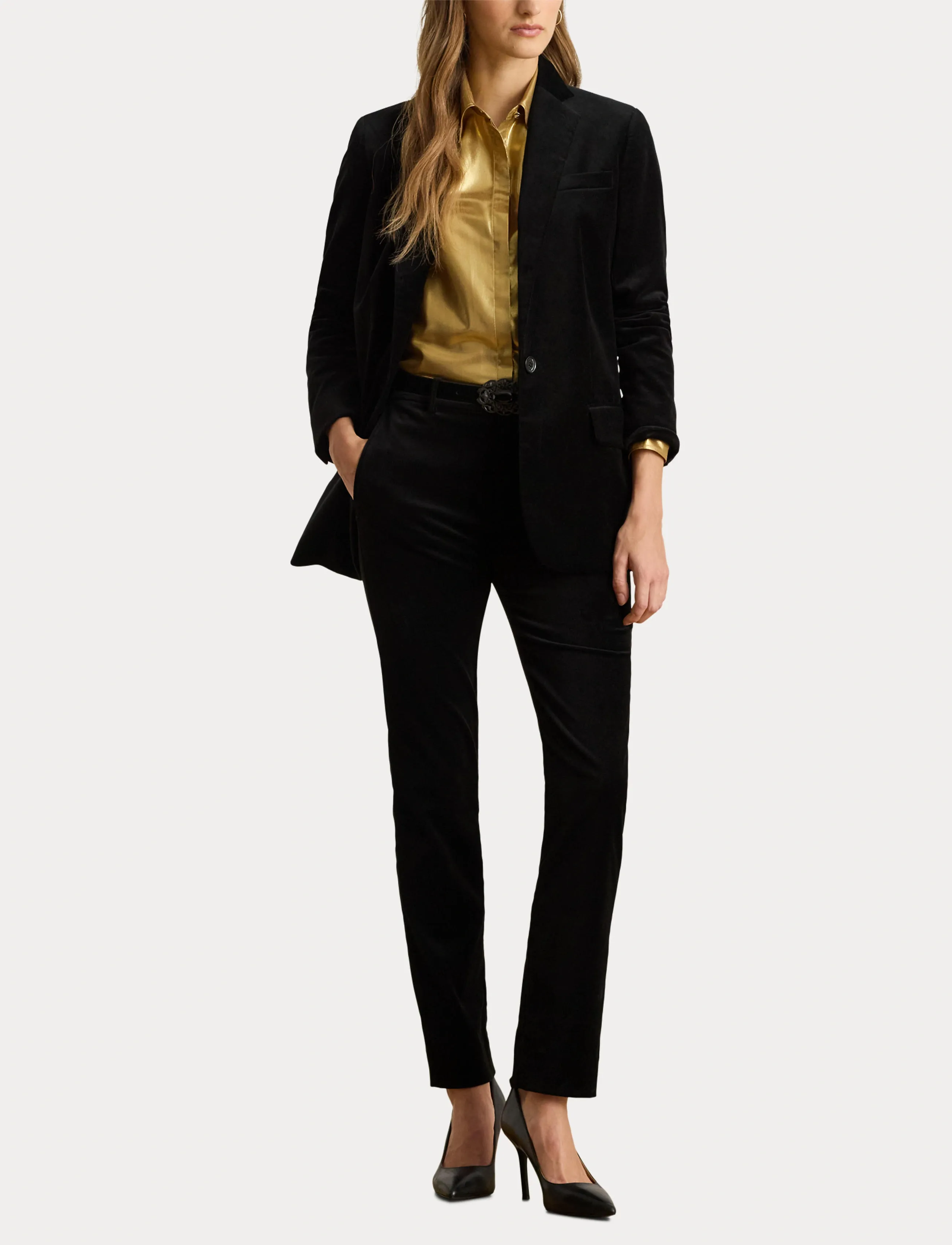 Lauren Ralph Lauren - Stretch Velvet Blazer - black velvet - 4
