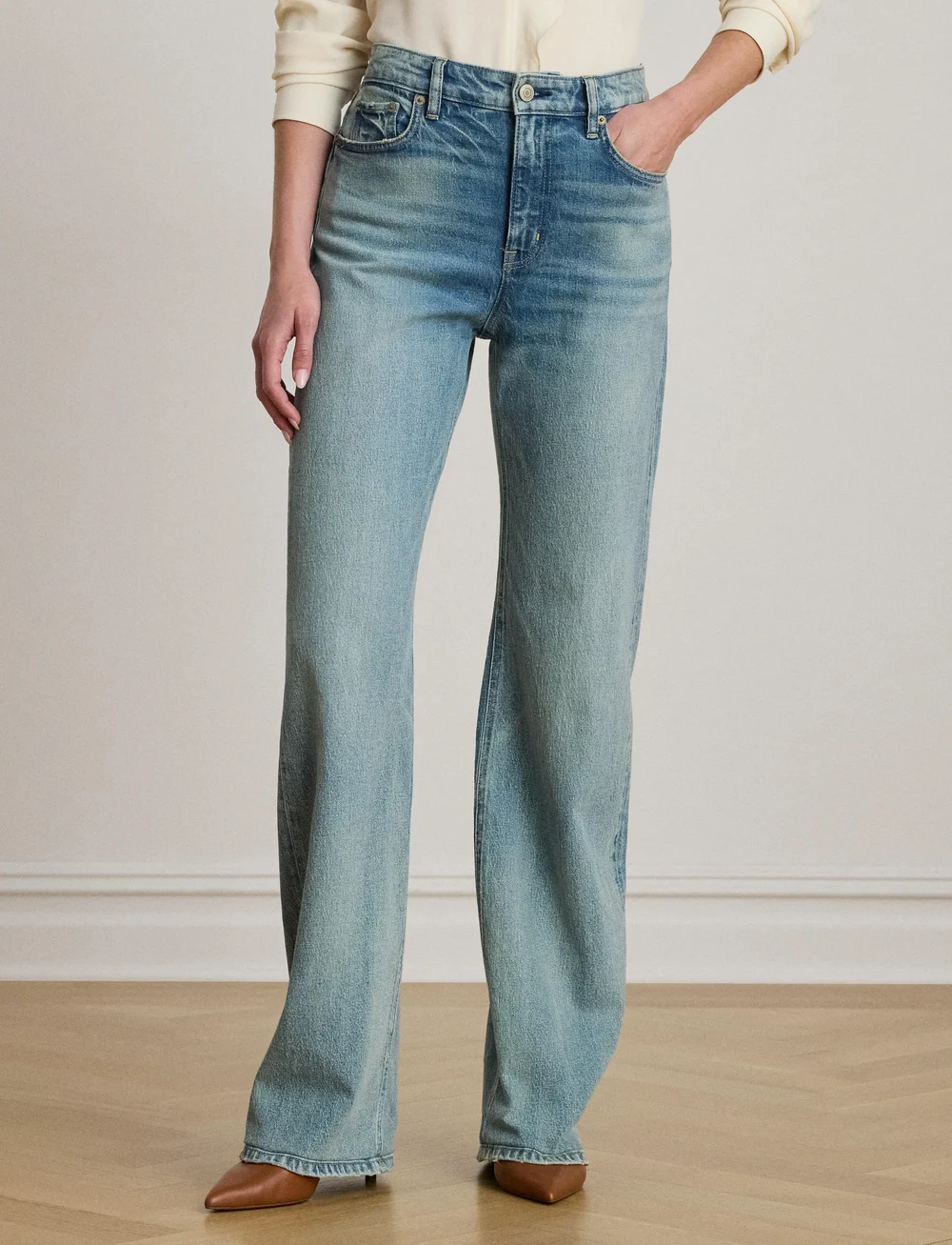 Lauren Ralph Lauren - High-Rise Wide-Leg Jean - vida jeans - odwin wash - 0