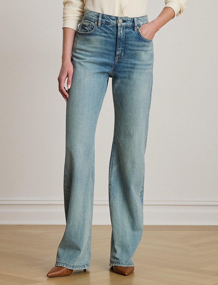 Lauren Ralph Lauren - High-Rise Wide-Leg Jean - jeans met wijde pijpen - odwin wash - 0