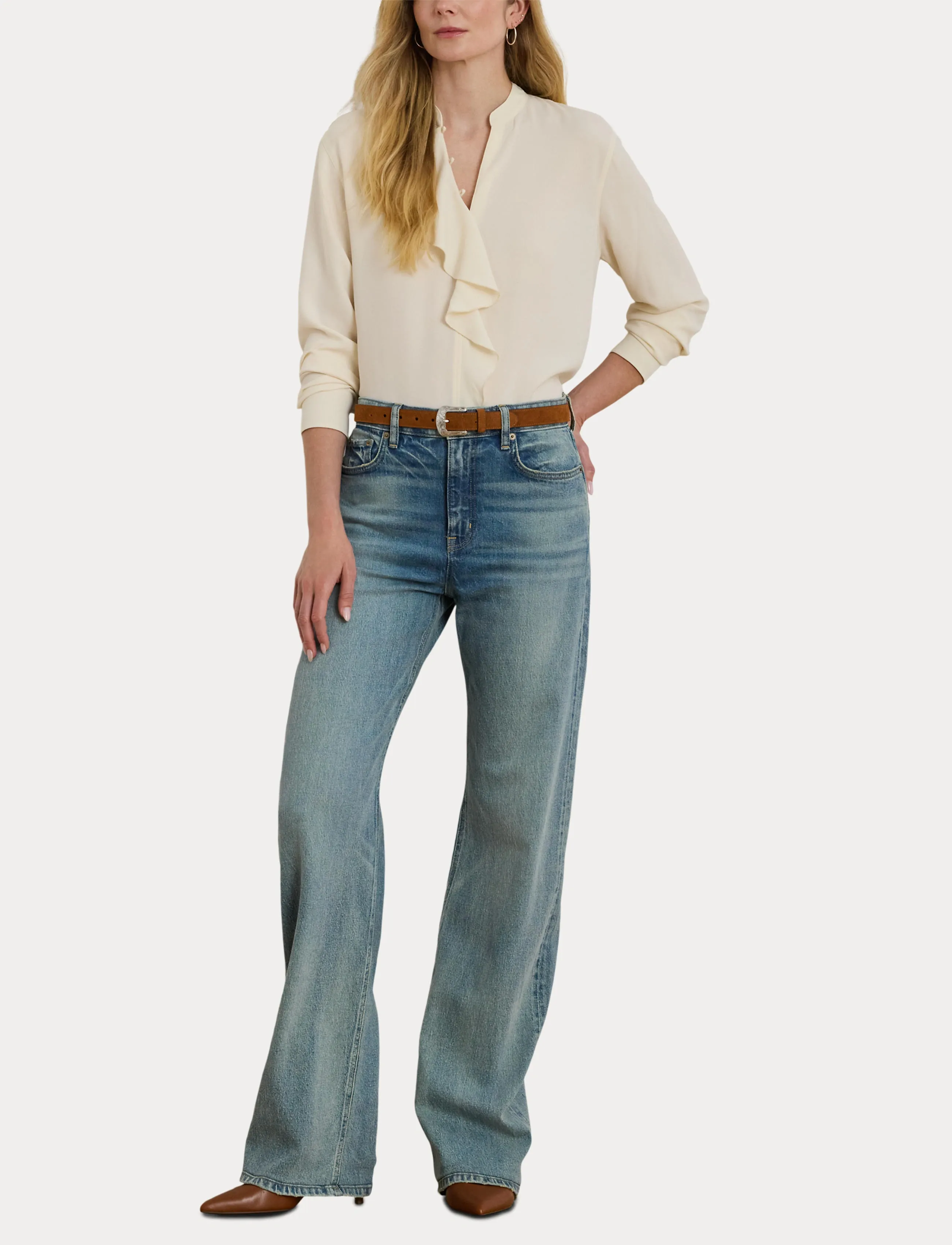 Lauren Ralph Lauren - High-Rise Wide-Leg Jean - laia säärega teksad - odwin wash - 4