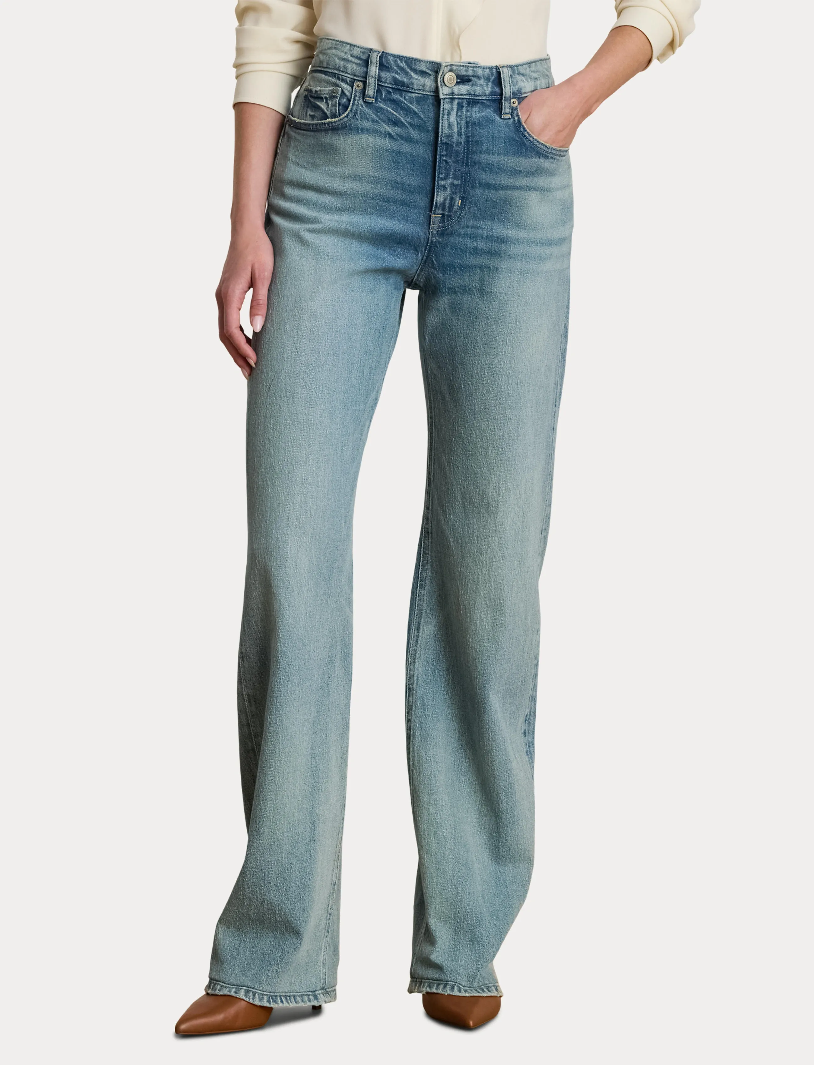 Lauren Ralph Lauren - High-Rise Wide-Leg Jean - laia säärega teksad - odwin wash - 5