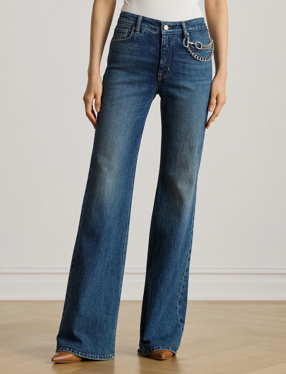 Lauren Ralph Lauren - Chain-Trim High-Rise Flare Jean - sirge säärega teksad - atecco wash - 0
