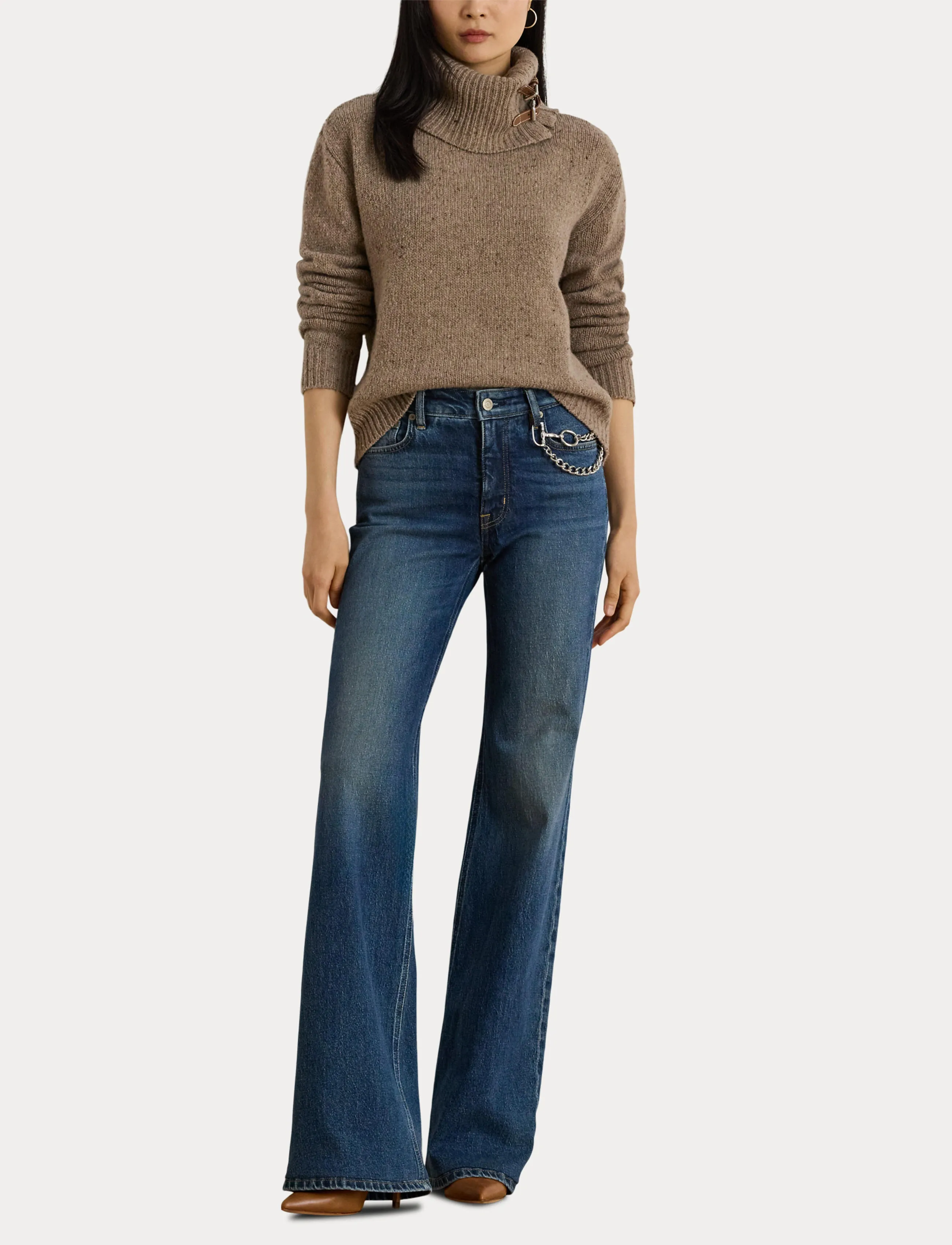 Lauren Ralph Lauren - Chain-Trim High-Rise Flare Jean - gerade jeans - atecco wash - 4