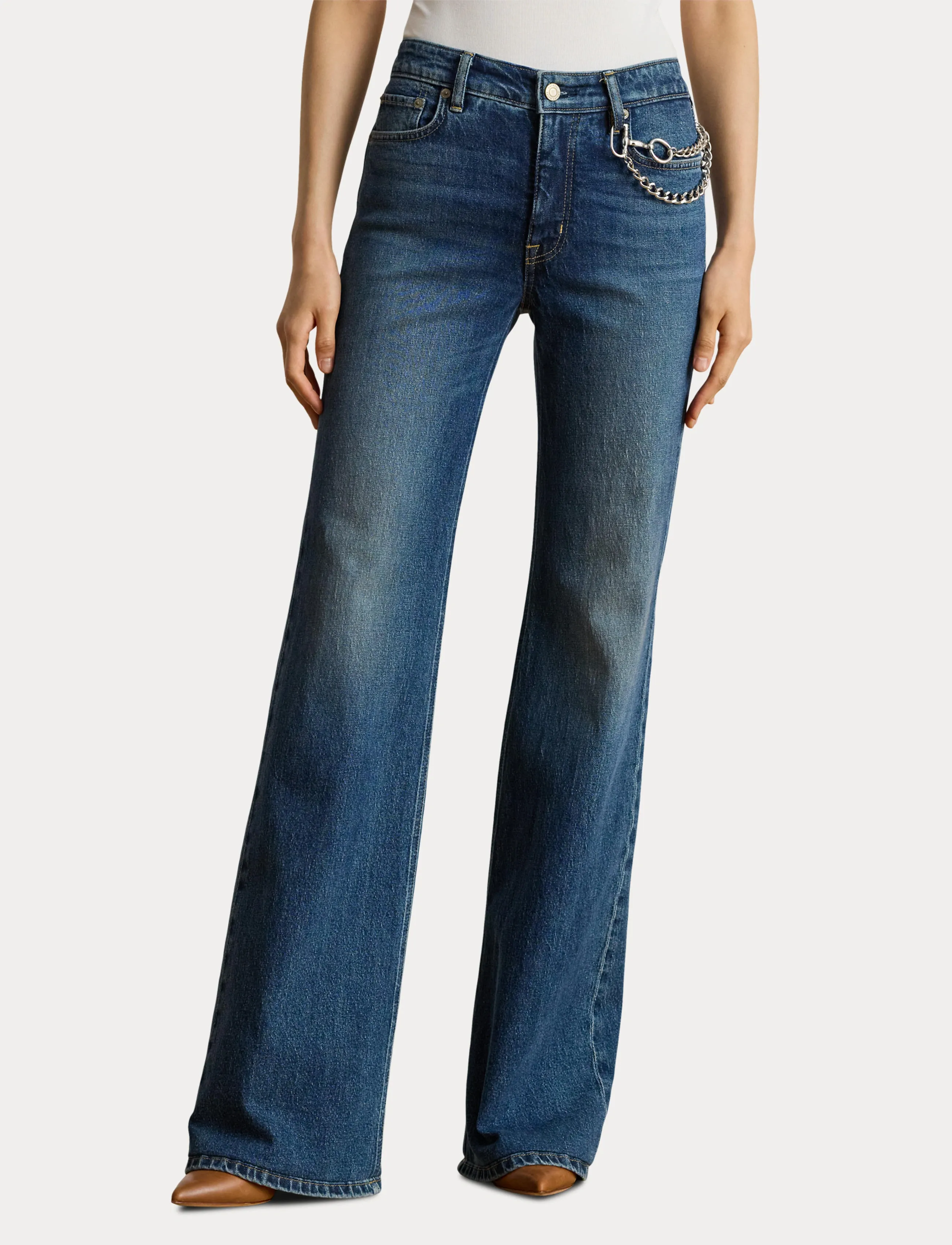 Lauren Ralph Lauren - Chain-Trim High-Rise Flare Jean - gerade jeans - atecco wash - 5