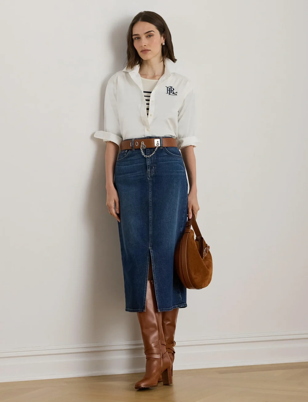 Lauren Ralph Lauren - Denim Midi Skirt - denim skirts - atecco wash - 3