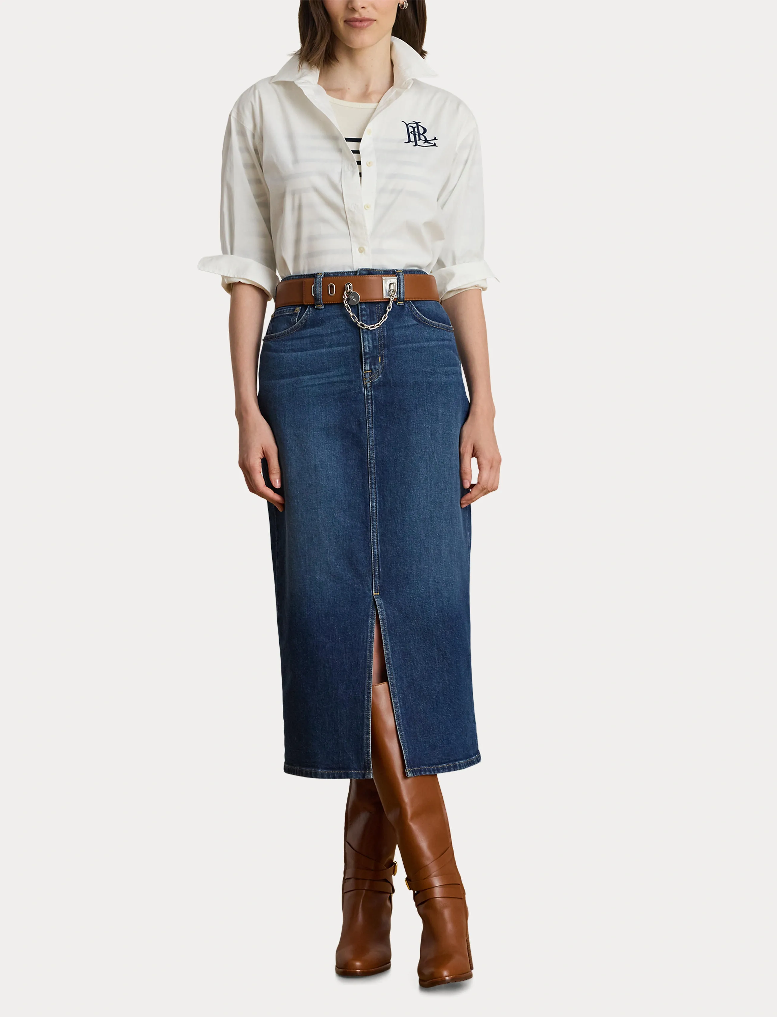 Lauren Ralph Lauren - Denim Midi Skirt - jeansröcke - atecco wash - 4