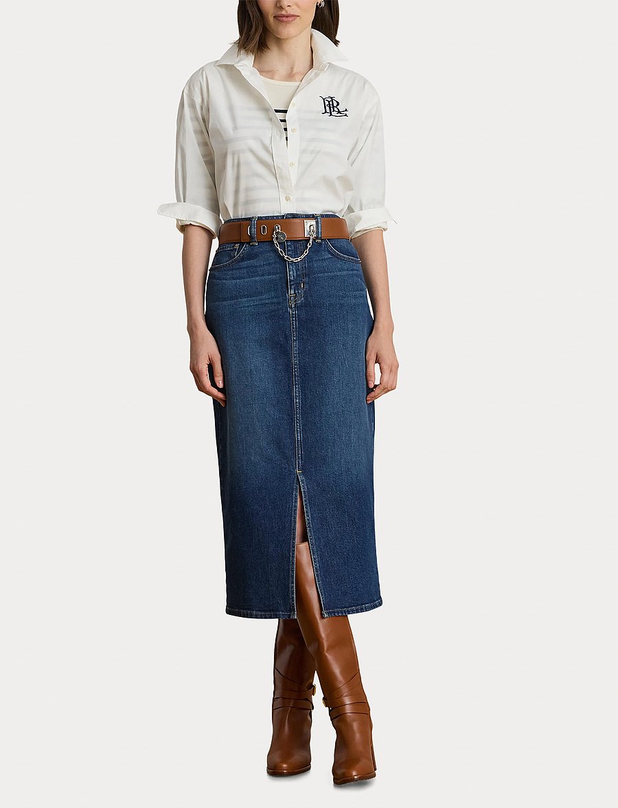 Lauren Ralph Lauren - Denim Midi Skirt - jupes en jeans - atecco wash - 4
