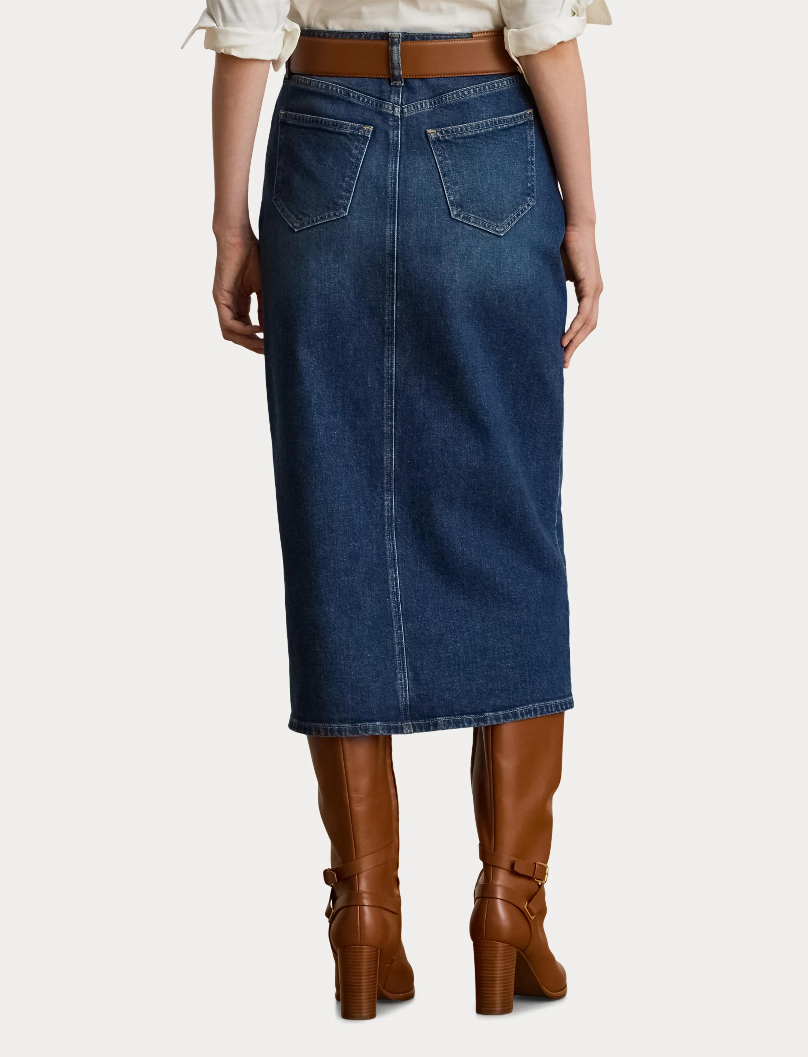 Lauren Ralph Lauren Denim Midi Skirt - Lauren Ralph Lauren - ATECCO WASH / blue