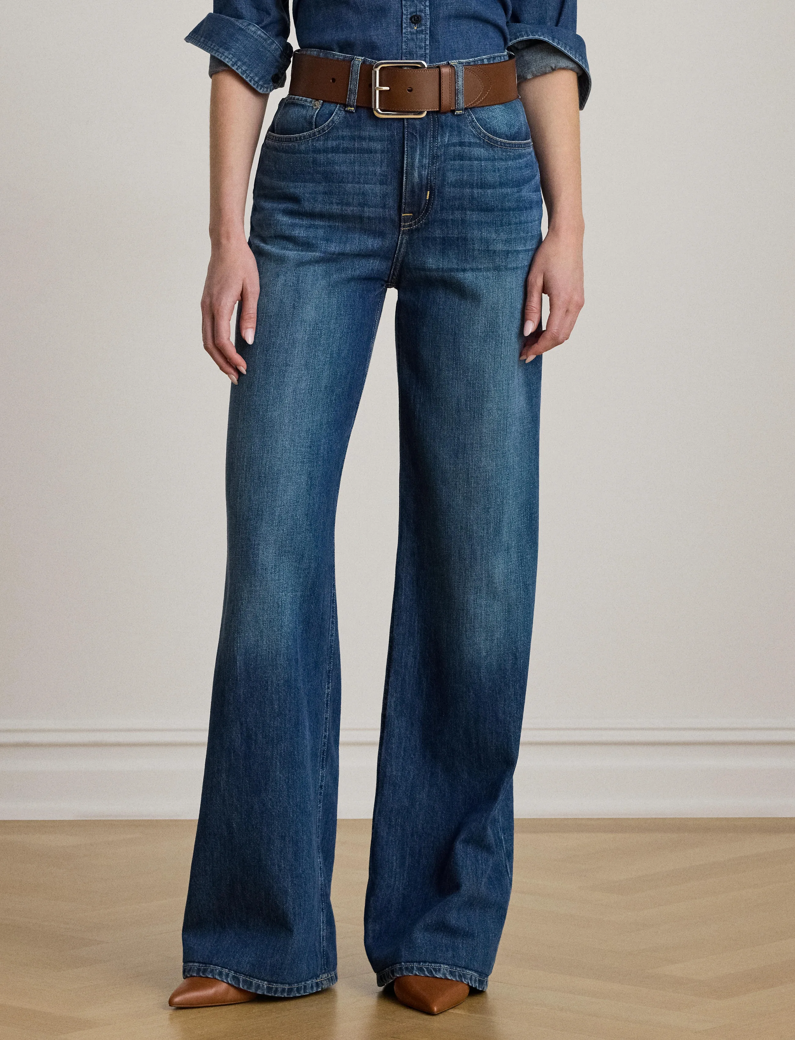 Lauren Ralph High-Rise Wide-Leg Jean, 34, Jeans, Blau - Wide, Frauen