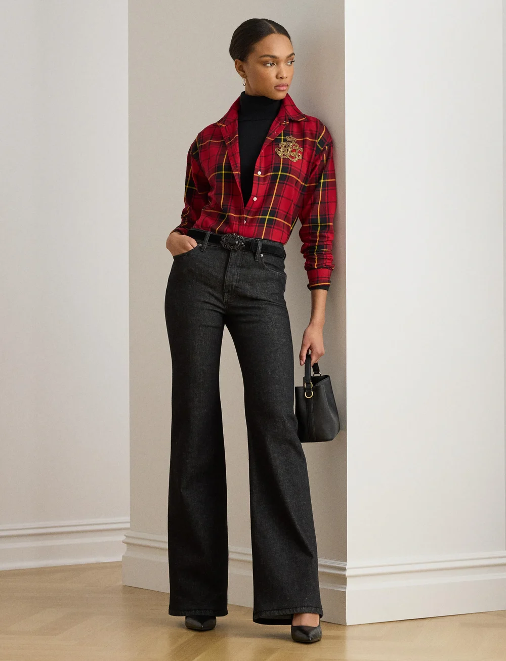 Lauren Ralph Lauren - Y/D CLASSIC COTTON-SHIRT - denim shirts - black/red - 0