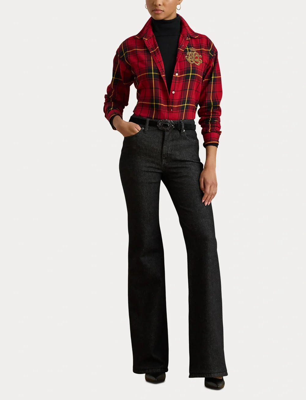 Lauren Ralph Lauren - Y/D CLASSIC COTTON-SHIRT - denim shirts - black/red - 4