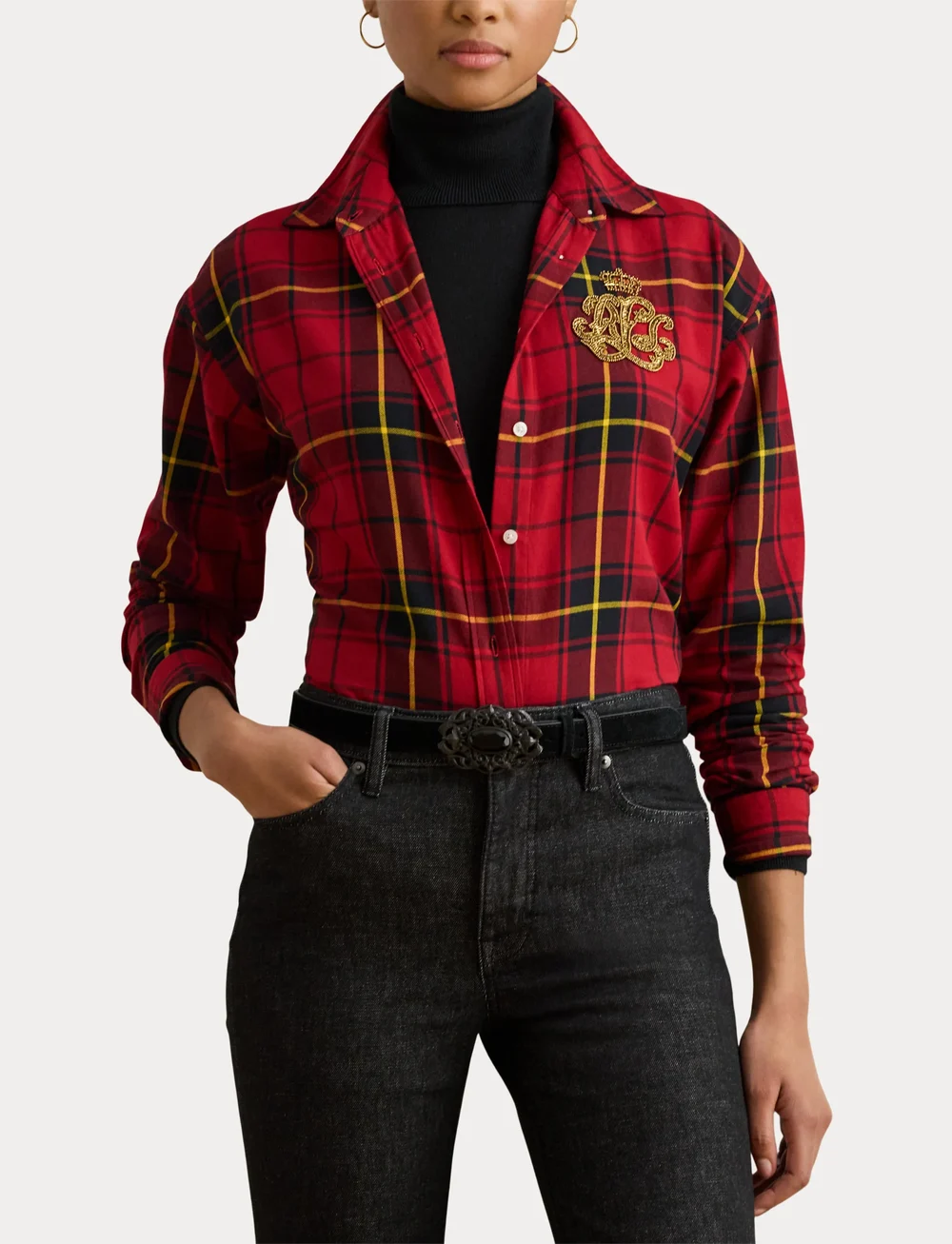 Lauren Ralph Lauren - Y/D CLASSIC COTTON-SHIRT - denim shirts - black/red - 5