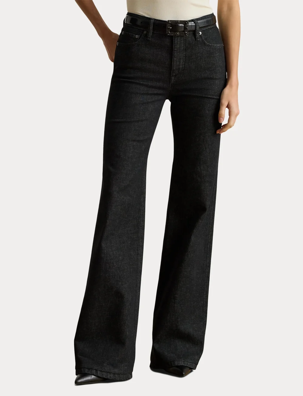 Lauren Ralph Lauren - High-Rise Flare Jean - utsvängda jeans - black rinse wash - 5