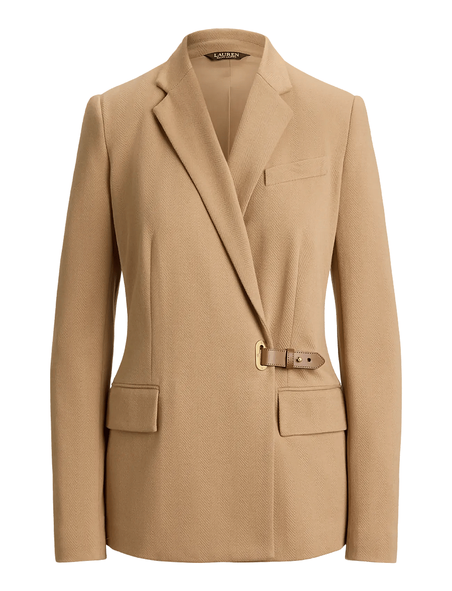 Lauren Ralph Lauren - Buckle-Trim Herringbone Jacquard Blazer - vööga pintsakud - lauren camel - 2