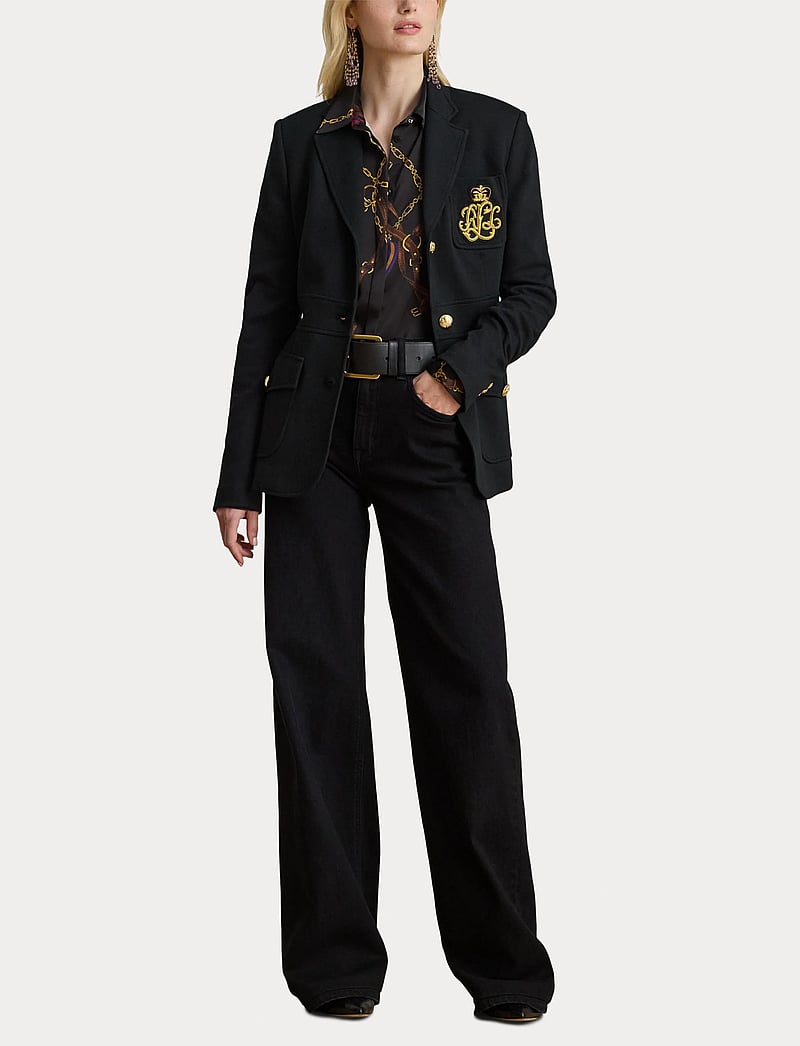 Lauren Ralph Lauren - Bullion Double-Knit Jacquard Blazer - enkelknäppta kavajer - black - 4