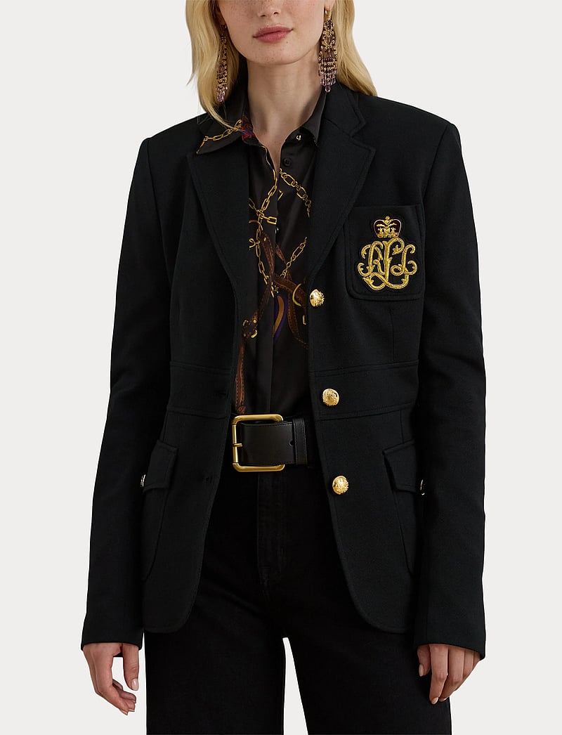 Lauren Ralph Lauren - Bullion Double-Knit Jacquard Blazer - enkelknäppta kavajer - black - 5