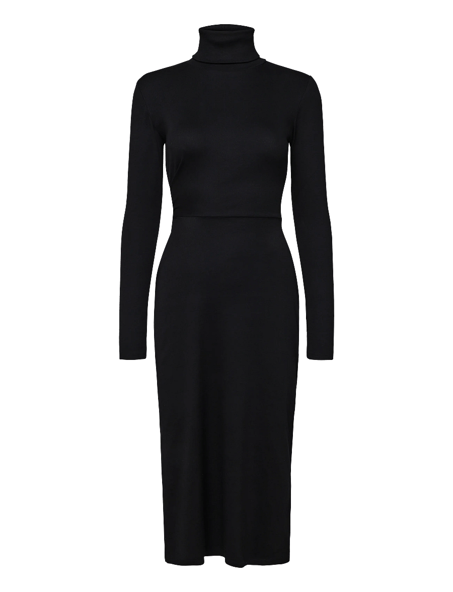 Lauren Ralph Lauren - Tie-Front Cotton-Blend Turtleneck Dress - liibuvad kleidid - black - 1