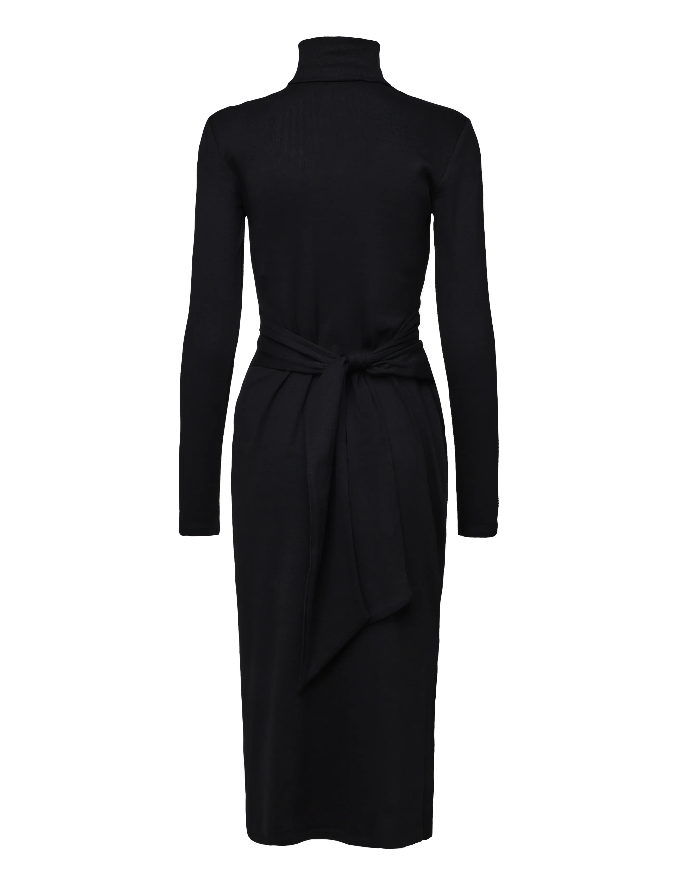 Lauren Ralph Lauren - Tie-Front Cotton-Blend Turtleneck Dress - bodycon dresses - black - 2
