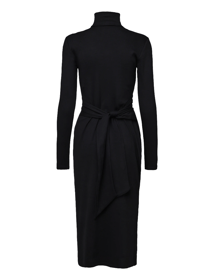 Lauren Ralph Lauren - Tie-Front Cotton-Blend Turtleneck Dress - liibuvad kleidid - black - 2