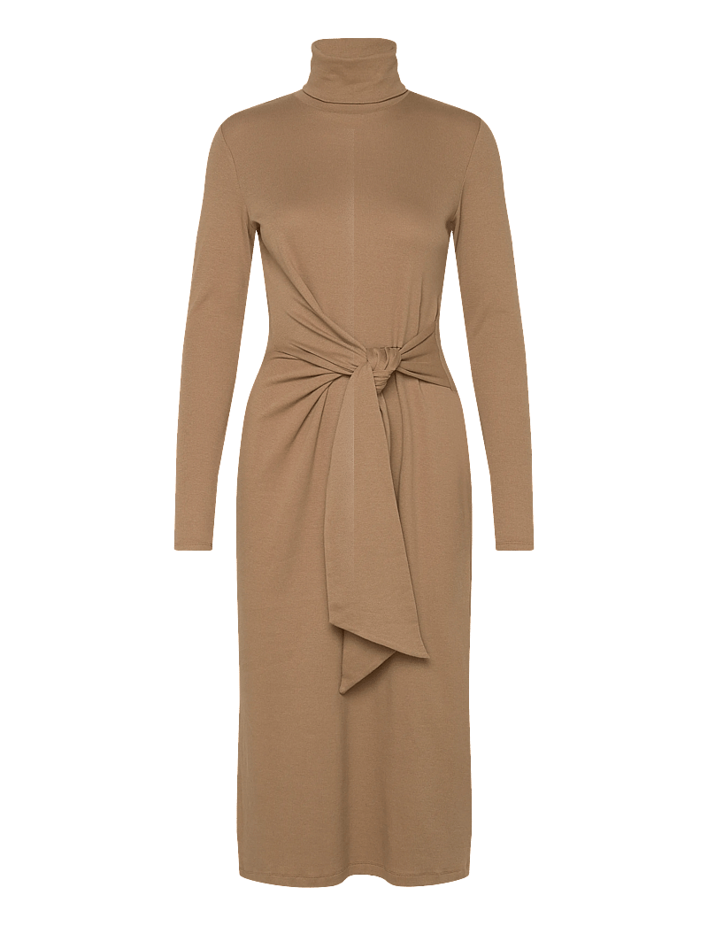 Lauren Ralph Lauren - Tie-Front Turtleneck Dress - midi-kleider - classic camel - 0