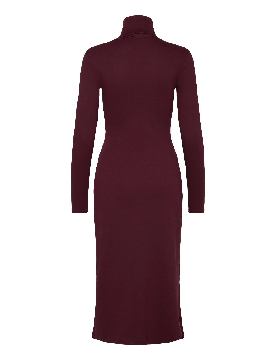 Lauren Ralph Lauren - Tie-Front Cotton-Blend Turtleneck Dress - etuikleider - dark garnet - 1