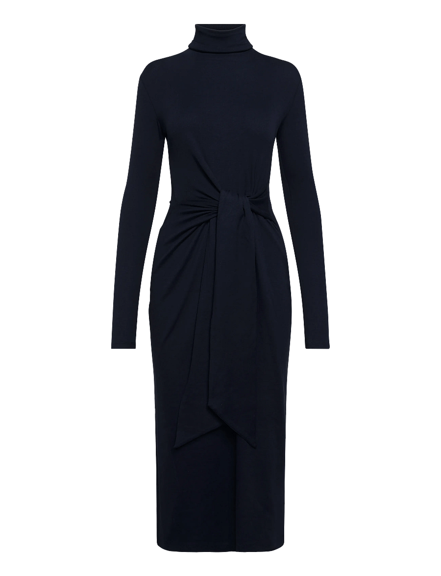 Lauren Ralph Lauren - Tie-Front Turtleneck Dress - stramme kjoler - lauren navy - 1