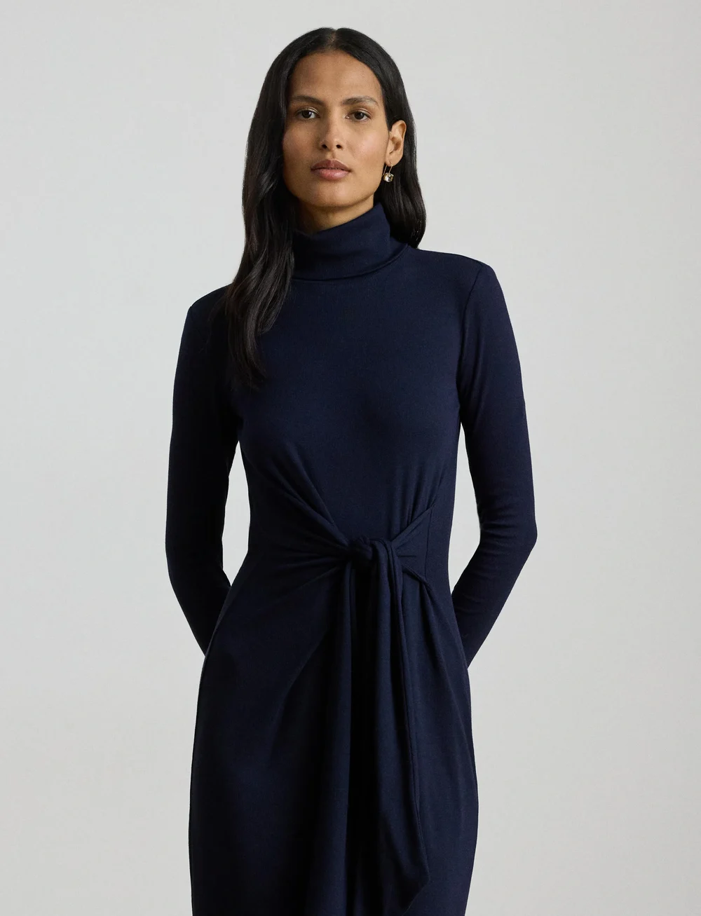 Lauren Ralph Lauren - Tie-Front Turtleneck Dress - liibuvad kleidid - lighthouse navy - 0